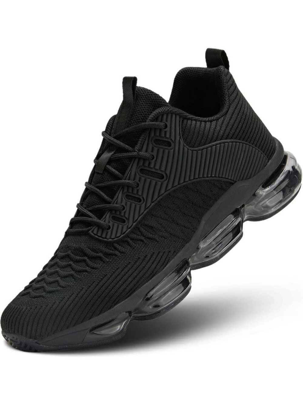 Men's Black Running Shoes Air Low Top Comfort Lace Up Sneakers Breathable Shoes